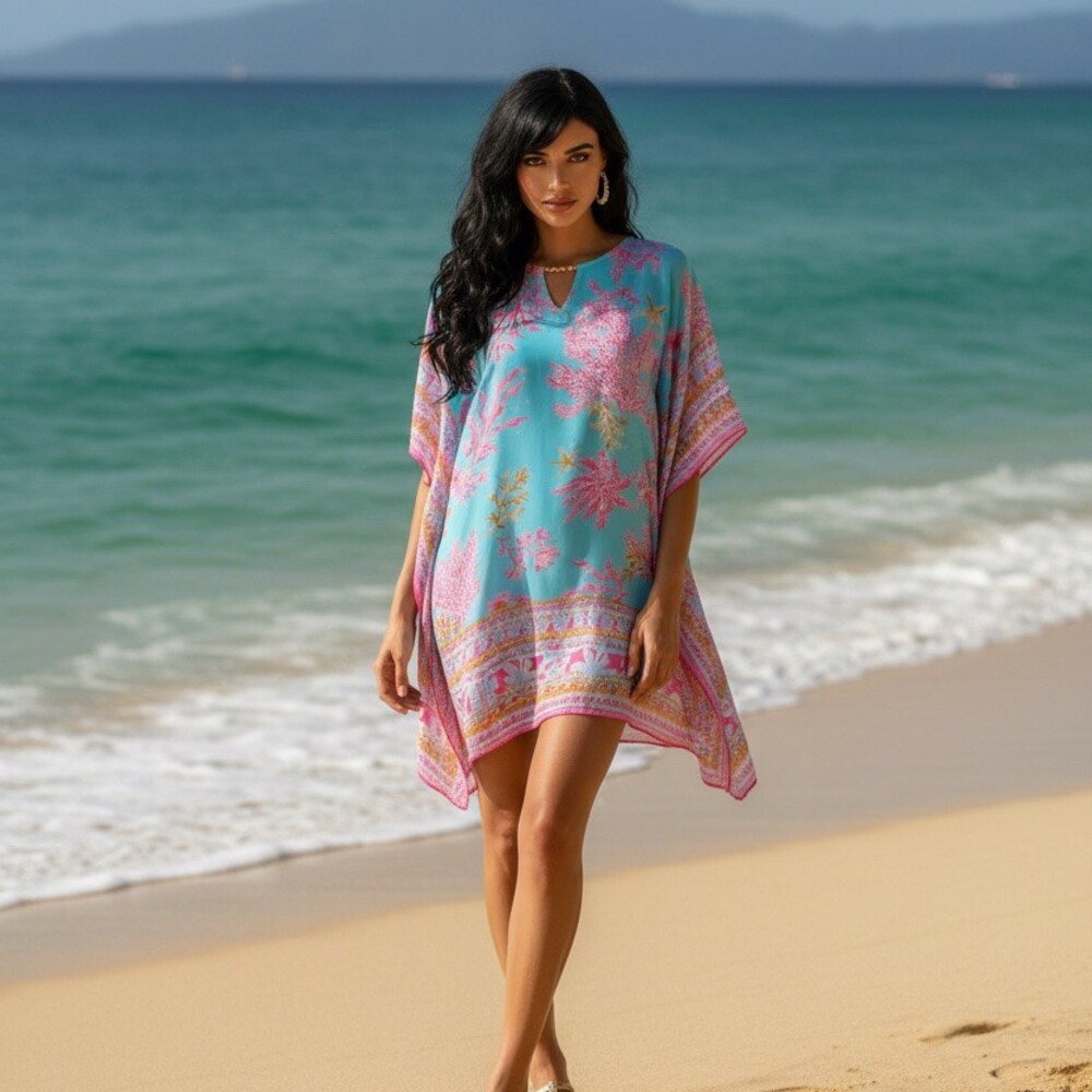 Lilly Pulitzer Lindamarie Caftan Dress Womens Small / Medium multi royal coral - Picture 1 of 6